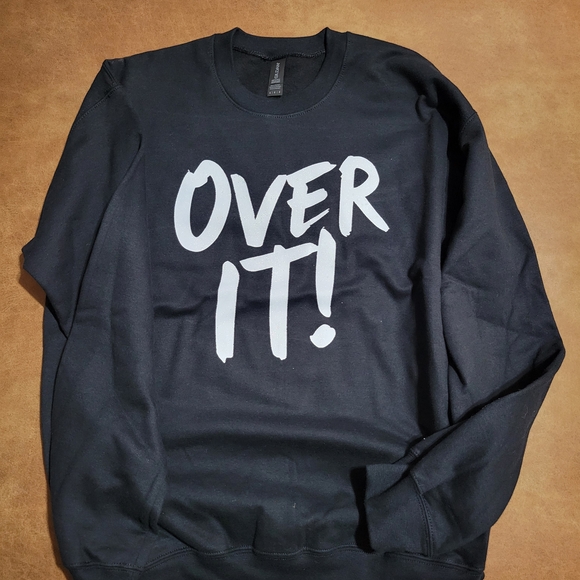 Black 'Over It!' Beautiful Glitter Print! Sweatshirt Size Medium - Picture 2 of 4